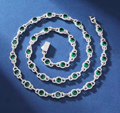 7MM Link Green Round CZ Chain/Bracelet