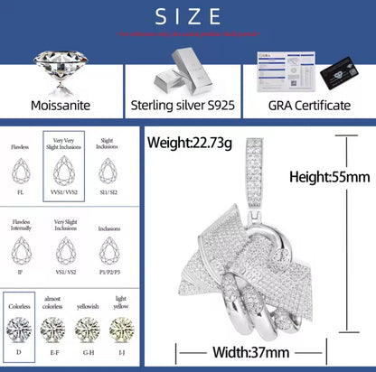 100 Dollar Bill In Hand Pendant