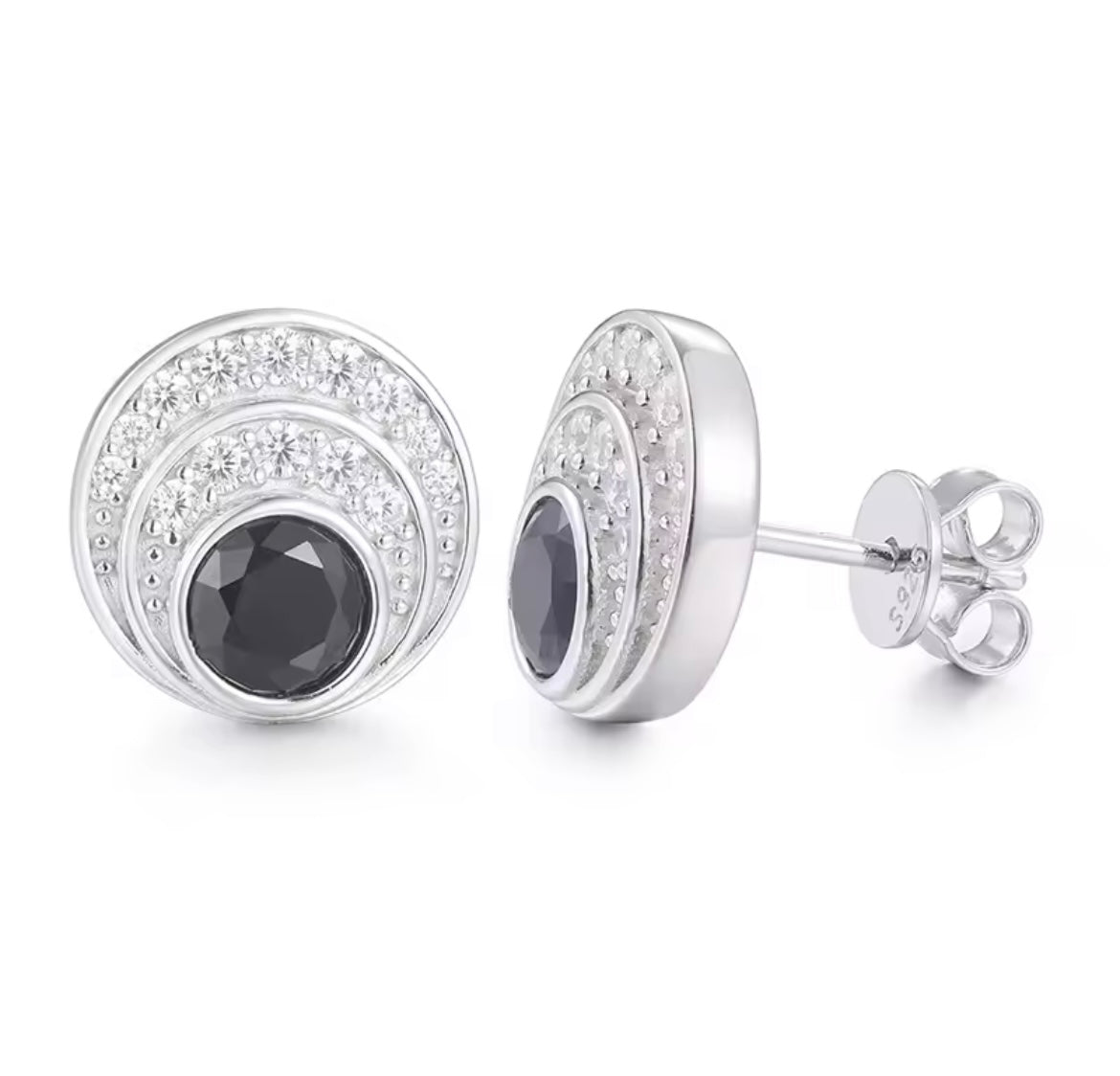 Black Moon Stud Earrings