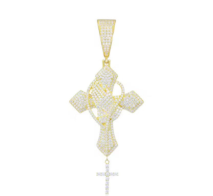 Iced Out Praying Hands Cross Pendant