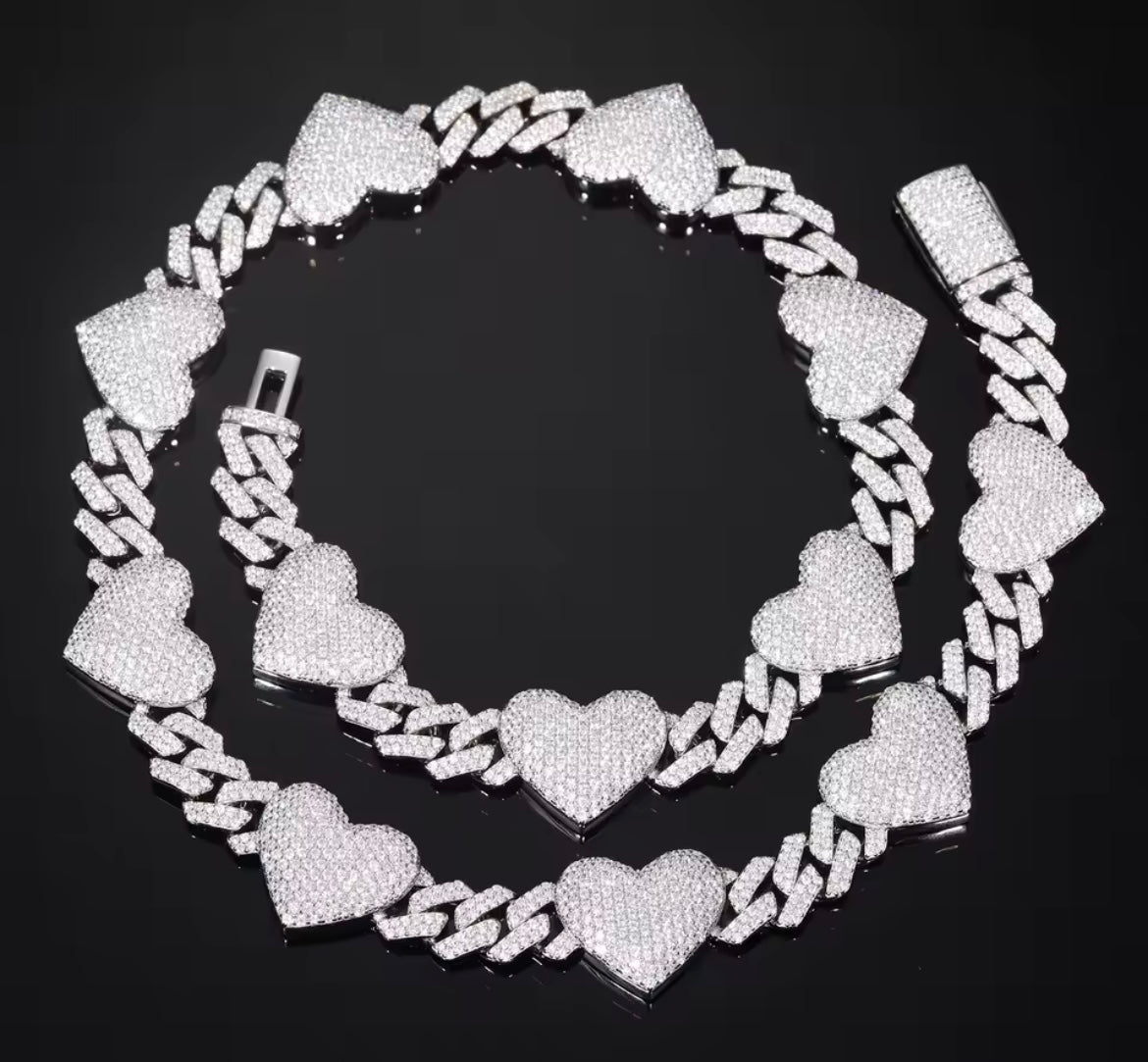 Heart Cuban Chain/Bracelet