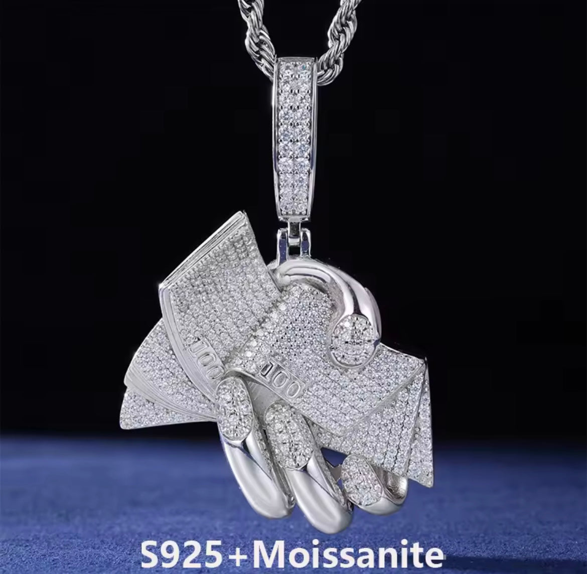 100 Dollar Bill In Hand Pendant