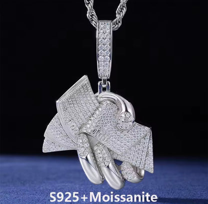 100 Dollar Bill In Hand Pendant