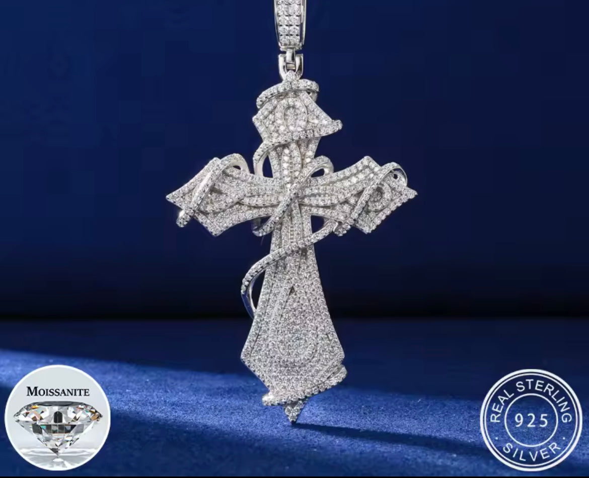 Silver Thorns Cross Pendant