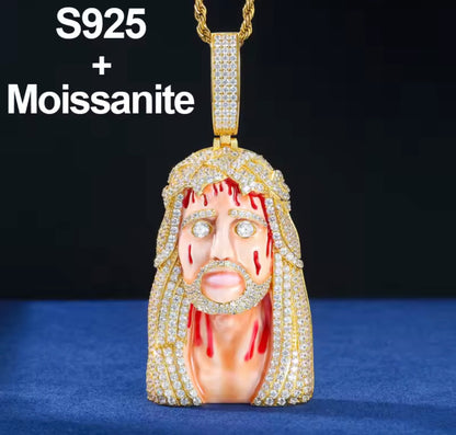 Lifelike Enamel Jesus Head Pendant