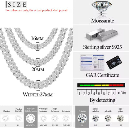 16/20/27MM Silver Cuban Chain/Bracelet