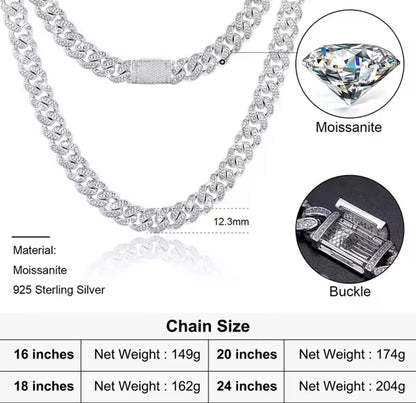 12MM Silver Miami Cuban Link Chain/Bracelet