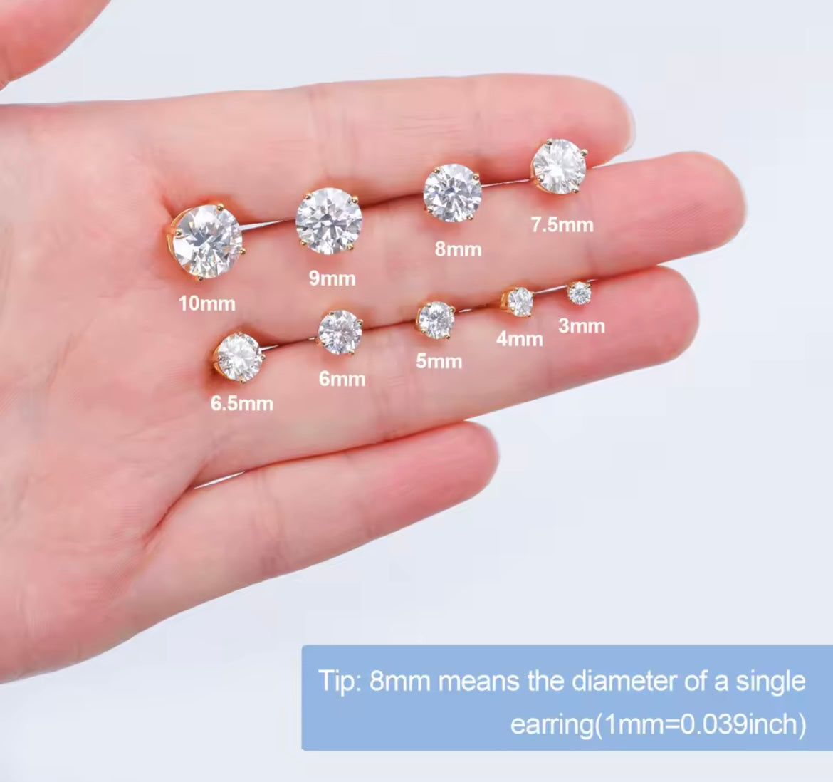0.3-3CT Silver Stud Earrings