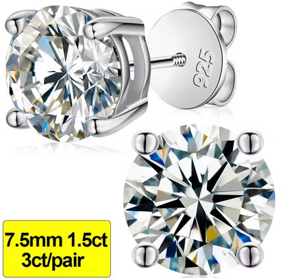 0.3-3CT Silver Stud Earrings