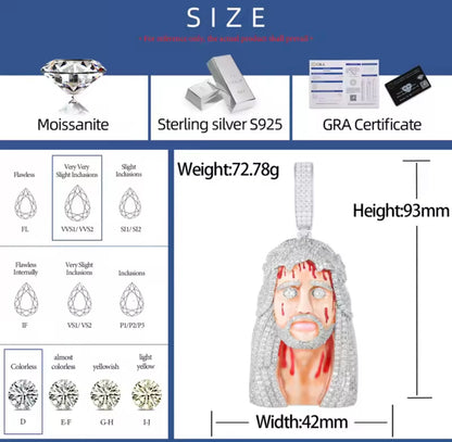 Lifelike Enamel Jesus Head Pendant