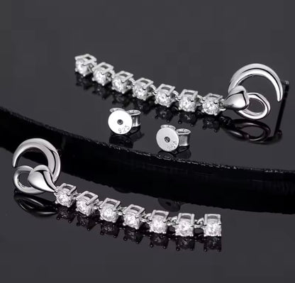 Inlaid Long Tassel Earrings