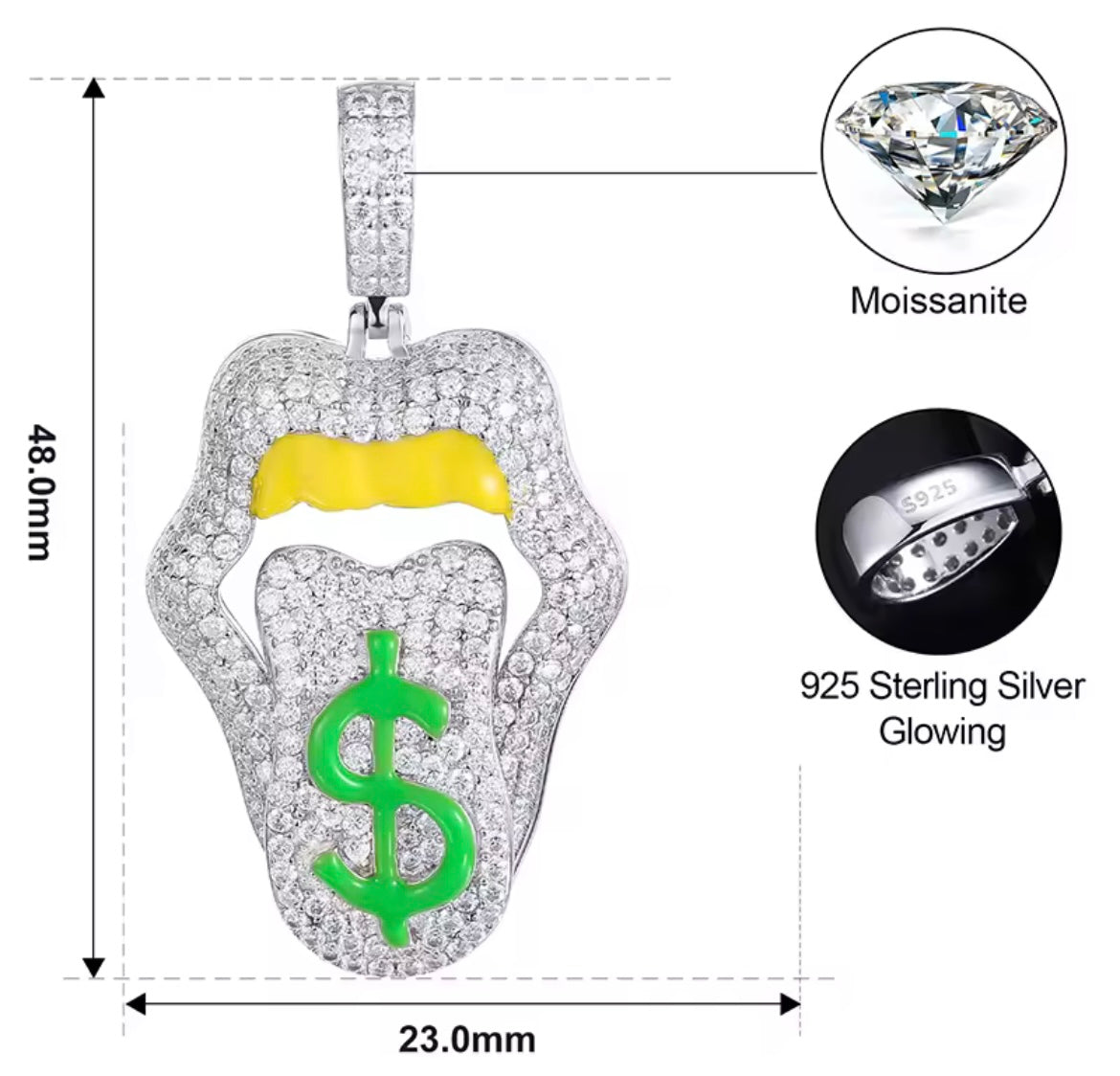Sexy Mouth Lip Dripping Money Dollar Pendant