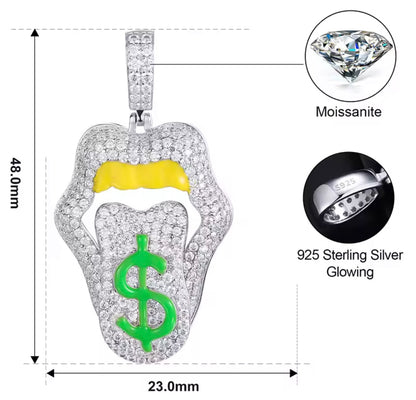Sexy Mouth Lip Dripping Money Dollar Pendant