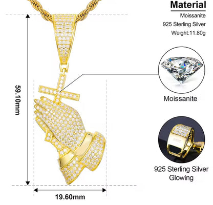 Cross Praying Hands Pendant