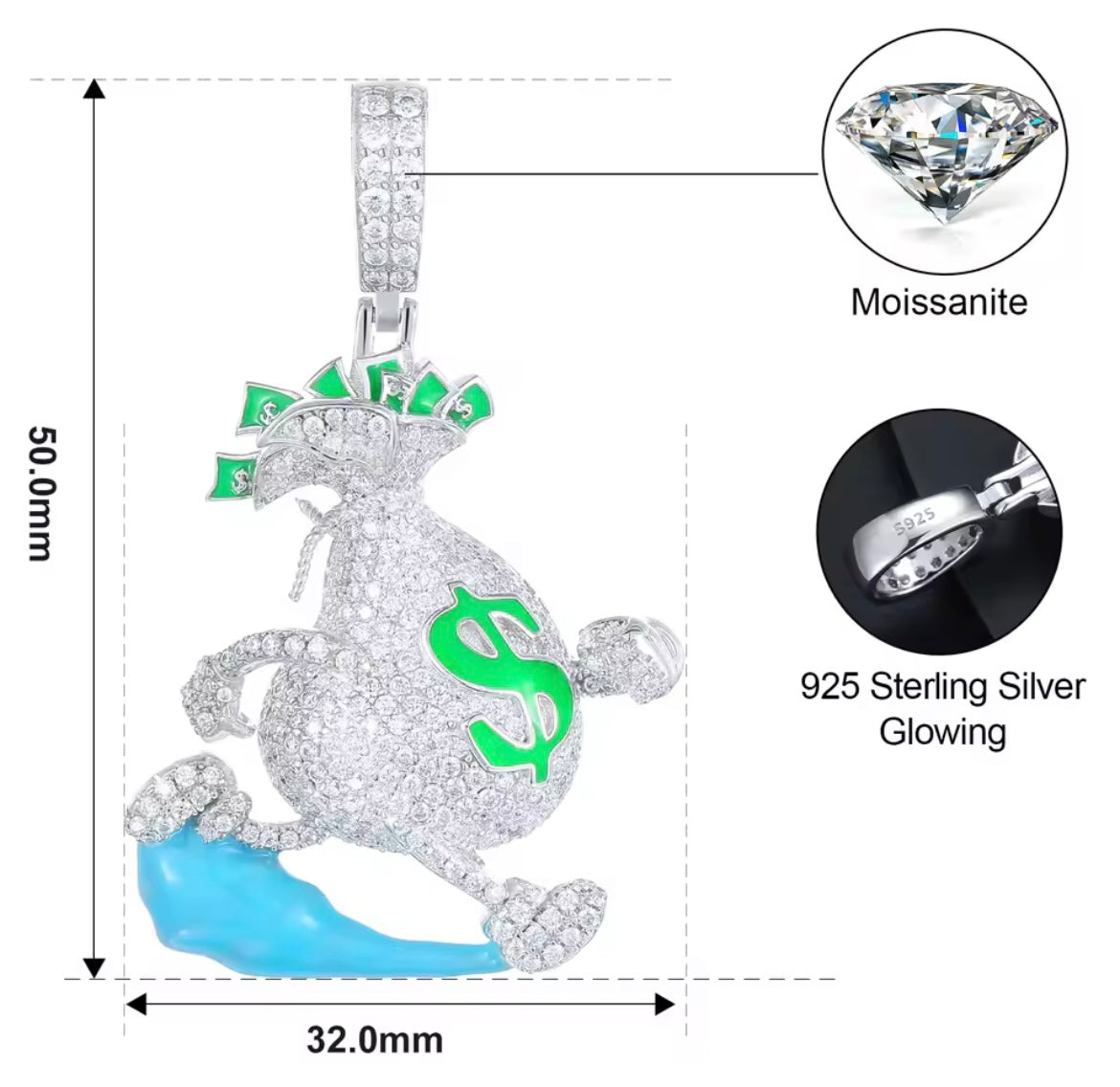 Glowing Escape Dollar Money Bag Pendant