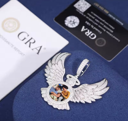 Custom Angel Wing Memorial Picture Pendant