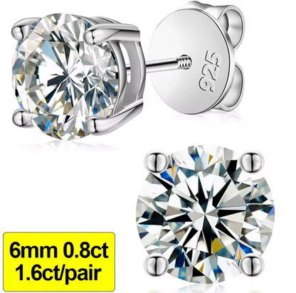 0.3-3CT Silver Stud Earrings