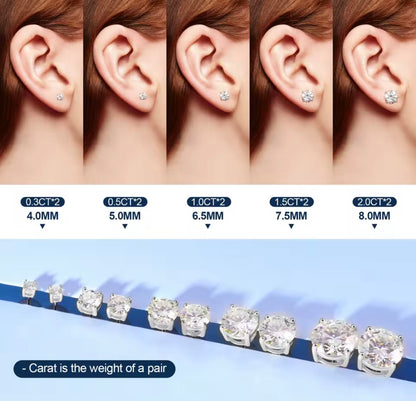0.3-3CT Silver Stud Earrings