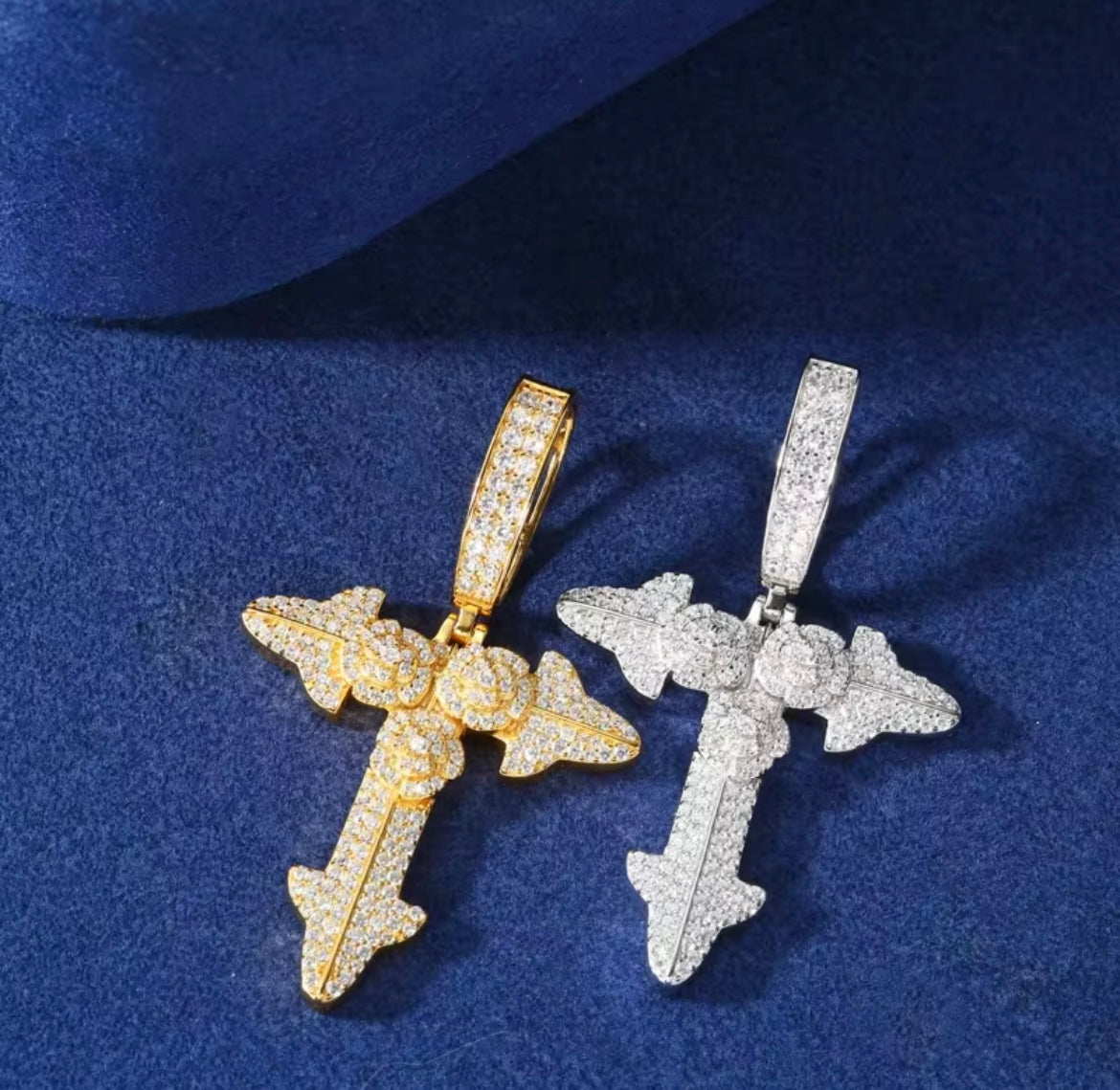 Rose Flower Cross Pendant