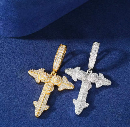 Rose Flower Cross Pendant