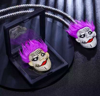 Purple Haired Clown Pendant