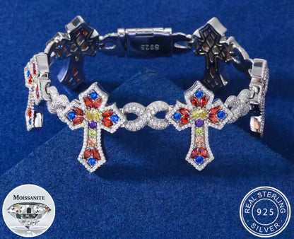 Rainbow Cross Infinity Charm Bracelet