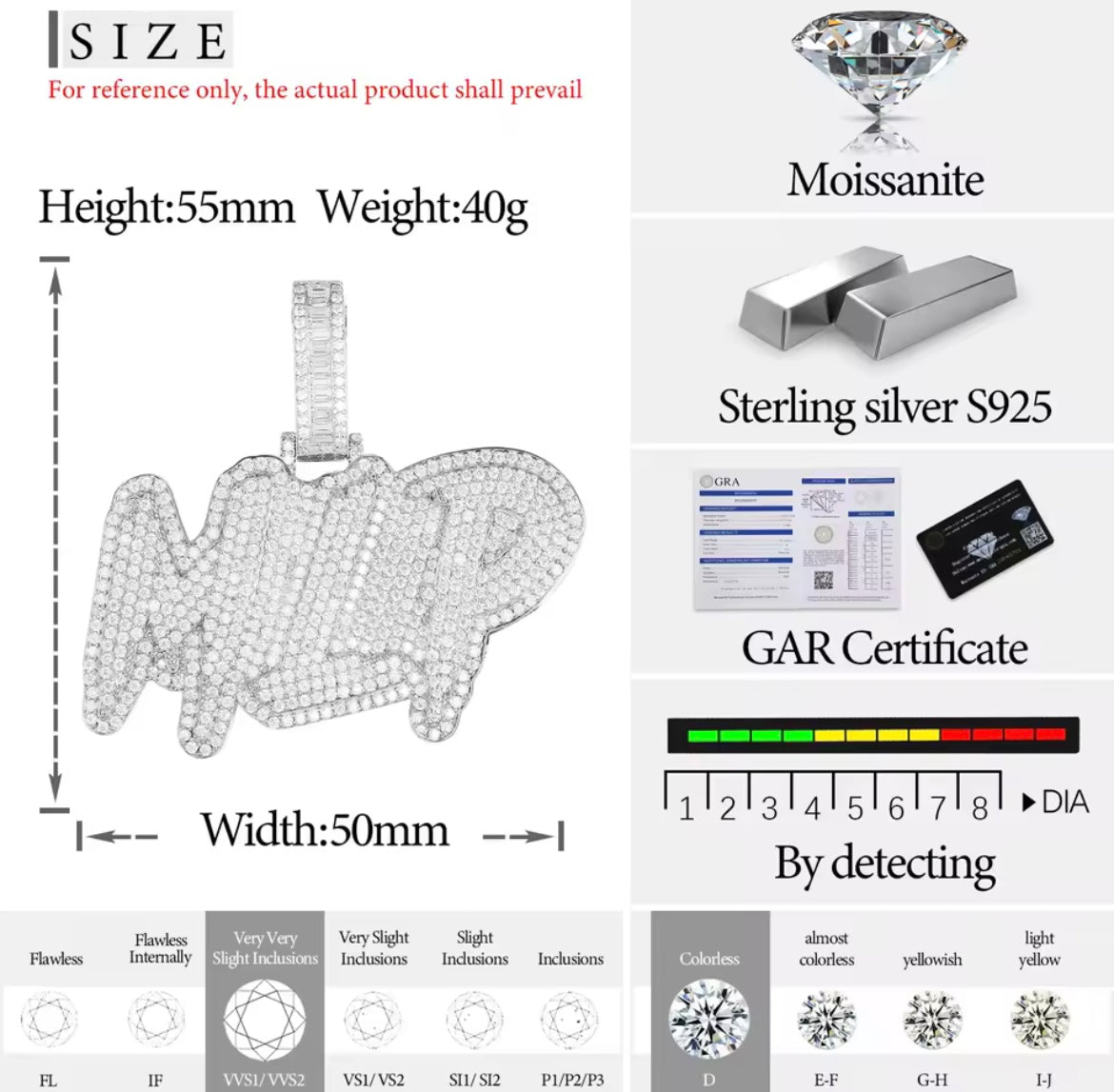 Custom Silver Letter Name Pendant