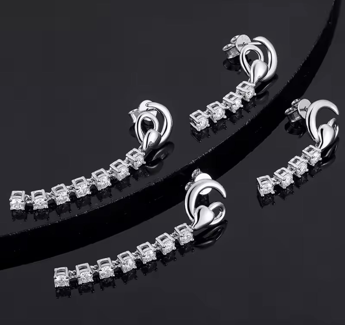 Inlaid Long Tassel Earrings