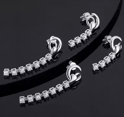 Inlaid Long Tassel Earrings