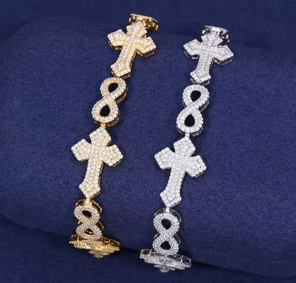 Shape 8 Cross Cuban Link Bracelet