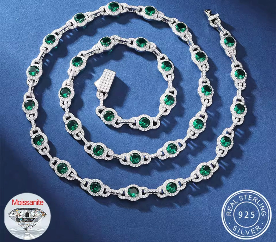 7MM Link Green Round CZ Chain/Bracelet