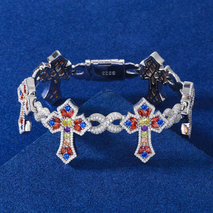 Rainbow Cross Infinity Charm Bracelet