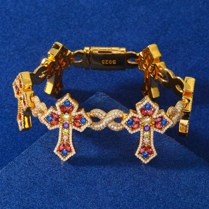 Rainbow Cross Infinity Charm Bracelet