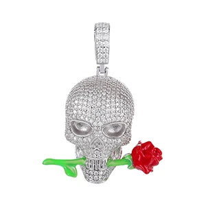 Glowing Skull Rose Pendant