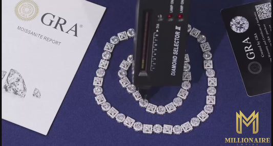 Silver Square Round Tennis Link Chain/Bracelet