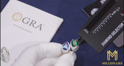 Double Stone Blue Green Ring