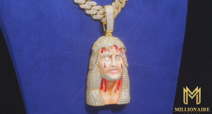 Lifelike Enamel Jesus Head Pendant