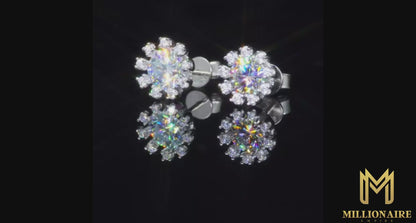 1CT Halo Sunflower Stud Earrings