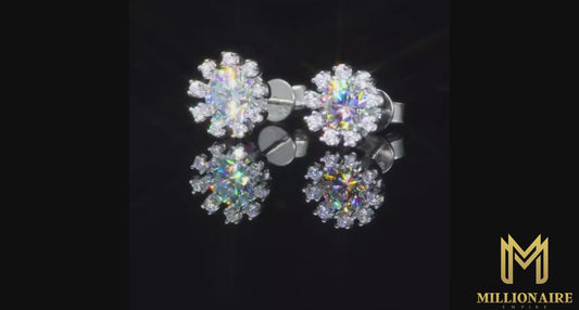 1CT Halo Sunflower Stud Earrings