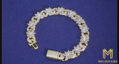 12MM Silver Flower Infinity Cuban Chain